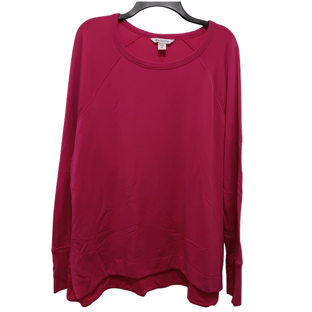 Athleta Womens XL Magenta Pink Raglan Long Sleeve Thumbhole Pullover Sweatshirt